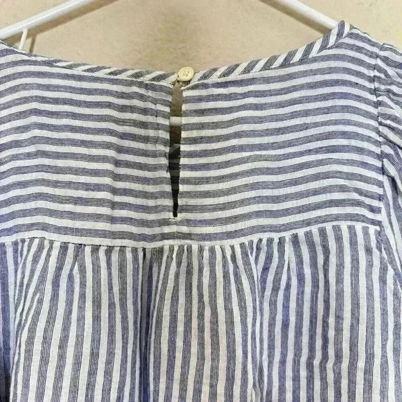 Ann Taylor LOFT Striped Blue White Long Sleeve Top Blouse Size Small - Picture 7 of 8